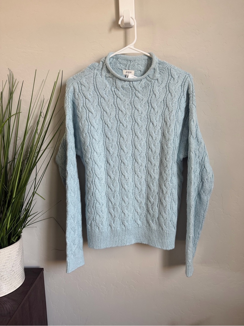 J.Crew Factory Cable Knit Sweater Light Blue NWT Size M CP349